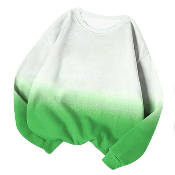 Oalirro Casual Top for Women Crew Neck Color Block Midweight Long Sleeve Top