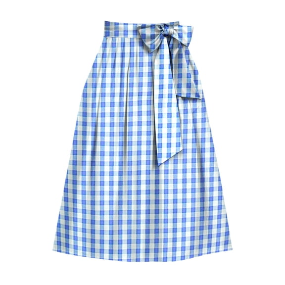 oqasdz Women's Apron Skirts Plaid Elastic Waist A Line Versatile Wrap Style Skirt Party Holiday Festival Celebration Fashion Casual Wear