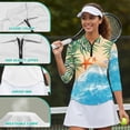 thumbnail image 5 of Garronmavis Starfish Beach Women's Golf Shirt and Sun Visor Hat Set Lightweight 3/4 Sleeve Golf Shirts Adjustable UV Protection Sun Hat Cap for Golf,Tennis,Hiking,Running,Gym Washable, 5 of 7