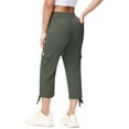 thumbnail image 5 of Satankud Women's Cargo Capris Hiking Pants for Camping Outdoor Athletic Casual Loose Comfy Elastic Waist with Pockets Quick Dry Armygreen S, 5 of 9