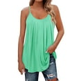thumbnail image 2 of Green Womens Summer Tops Women Pleated Top Shirt Spaghetti Strap Camisole Fit Casual Sleeveless Summer Tank Tops Fashion Shirt Tank Tops for women, 2 of 6