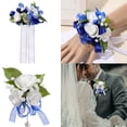 thumbnail image 2 of Elegant Artificial Flower Wrist Corsage Reusable Bridal Party Wrist Corsage for Groom Bride Attires, 2 of 10