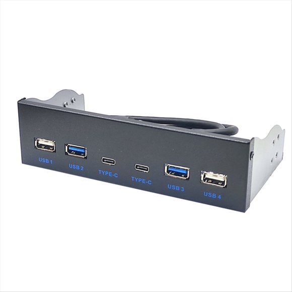 Panel Frontal USB 3.0 para Escritorio Bahía de Unidad de CD-ROM de 5,25 Pulgadas USB3.0/3.2 19 Pines USB2.0 de 9 Pines A 2 X USB Tipo C+2 X USB3.0+2xUSB2.0