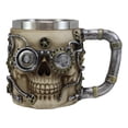 thumbnail image 2 of Ebros Metallo Super Cyborg Steampunk Pipes And Gears Skull Face Coffee Tea Mug Stein, 2 of 6