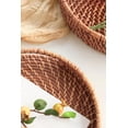 thumbnail image 3 of 11.8'' Hand-Woven Round Rattan Serving Tray Decorative Wicker Trays with Handles for Coffee Table, 3 of 5