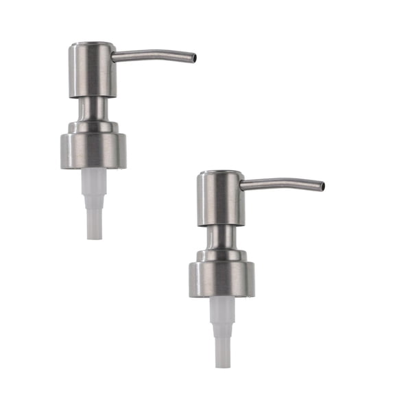 Soap Dispenser Pump Head Replacement, Stainless Steel Pump Heads for Bathroom Soap & Lotion Bottles, Soap Dispenser Pump Replacement, Bathroom Lotion Dispensers, with Trim-to-Fit Tubes,Silver 2PCS