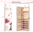 thumbnail image 3 of Giantex Jewelry Armoire Wall Door Mounted, Full Screen Lockable Jewelry Cabinet for Bedroom w/ LED Lights and Frameless Mirror (Pink), 3 of 9