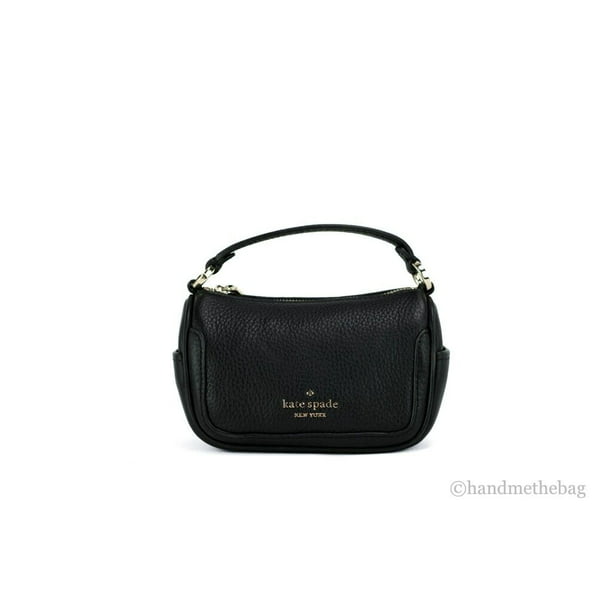 Kate Spade Smoosh Micro Pebbled Leather Top Handle Crossbody Handbag (Black)  