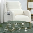 thumbnail image 5 of Accent Rocking Chair with Lumbar Pillow, Upholstered Teddy Fabric Rocker Recliner Chair with High Back and Two Side Pockets, Comfy Armchair Rocker Glider Chair for Living Room, Bedroom, White, 5 of 9