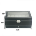thumbnail image 7 of Bibana 12-Slot Watch Box with Lock, PU Leather Jewelry Organizer with Glass Lid & 2 Drawers for Men and Women, 7 of 7