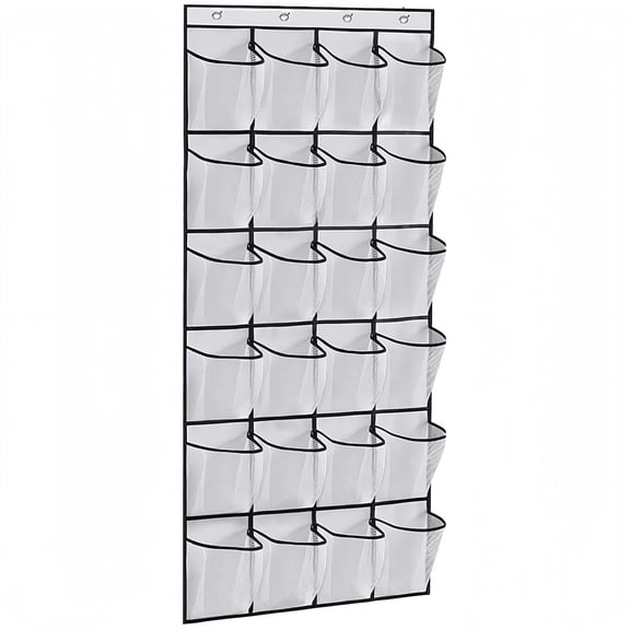 Over The Door Shoe Rack with 24 Pockets, Efficient Closet Organizer