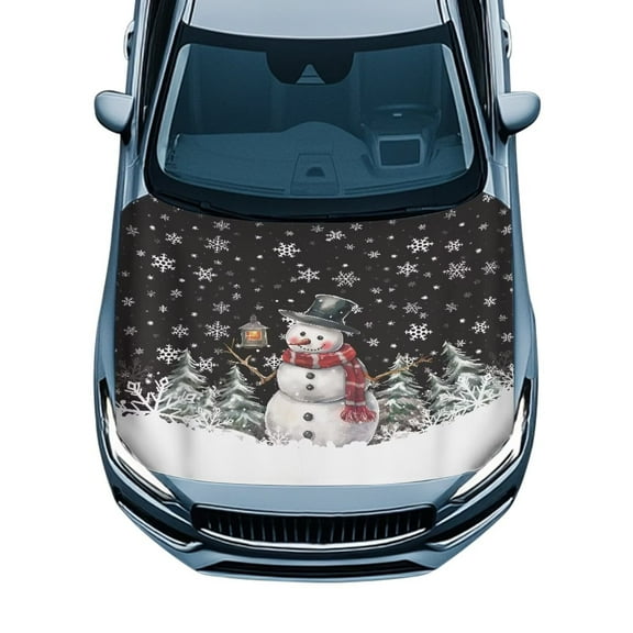Uorisanigo Car Hood Cover, Universal Fit for Cars, Truck, Van, SUV, Elastic Fabric, Waterproof Polyester Snowy Christmas Yeti Hood Covers for Cars, Easy Installation, Effortless Maintenance
