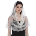 thumbnail image 3 of Women's Triangle Lace Scarf Sheer Shawl Wrap Latin Dance Head Scarf Evening Outfit Accessory, 3 of 5