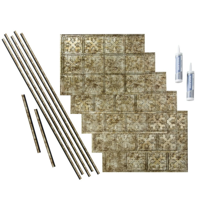 FASÄDE Traditional Style 10 Decorative Vinyl Backsplash 15 sq ft Kit in Bermuda Bronze