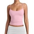 thumbnail image 2 of ASDFVBKG Womens Adjustable Camisole Sleeveless Square Neck Spaghetti Strap Tank Tops Basic Shirt Pink 2XL, 2 of 4