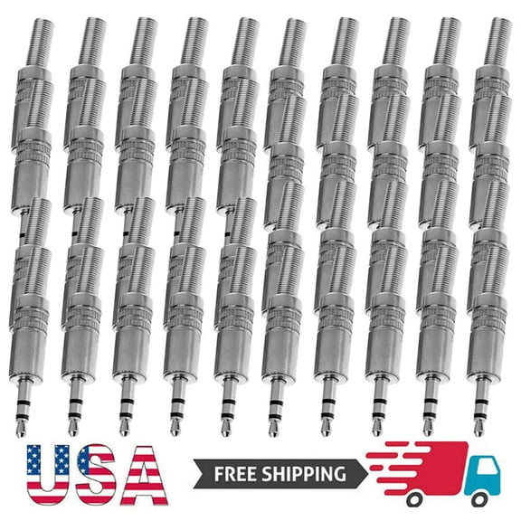 40 Pcs 3.5mm 1/8" Stereo Male Audio TRS Plated Jack Plug Adapter Connector A409