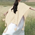 thumbnail image 2 of Fgnfyis Elegant Winter Shawl Wraps For Women Knitted Cardigan Poncho Cape Open Front Soft Tassel Sweater Beige One Size, 2 of 7