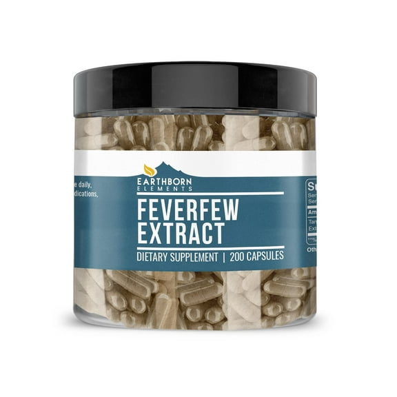 Earthborn Elements Feverfew Extract 200 Capsules, Pure & Undiluted, No Additives