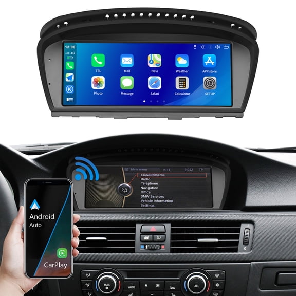 8.8 Inch Android Auto Car Stereo Radio for BMW 3 Series E90 E91 E92 E93 2009-2011 CIC System Support Wireless Carplay/Bluetoot/Mirrorlink/Siri/GPS/Rear Camera/Original Car Functions