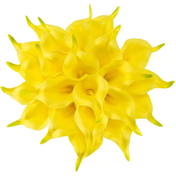 10pcs 13.4 Inch Yellow Lataex Real Touch Artificial Calla Lily Flowers, for Home Decor for Spring Flowers, Home Kitchen, Wedding Decorations, and centerpieces.