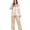 Beige, variant on Baozhu Womens 2 Piece Silk Satin Pajama Set Long Sleeve Lounge Sets V neck Solid Color Button Down Shirts With a Pocket and Pants PJs Soft Sleepwear Sets,XL-5XL