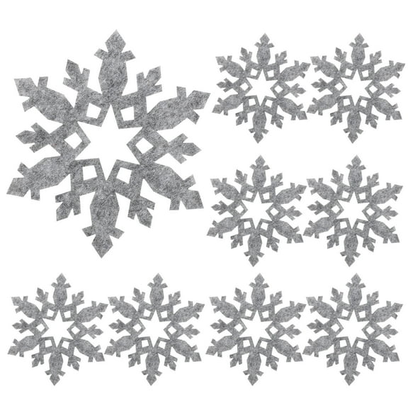 Raindrops 12Pcs Snowflake Table Placemats in Grey Felt for Christmas Party 3.9x3.9in