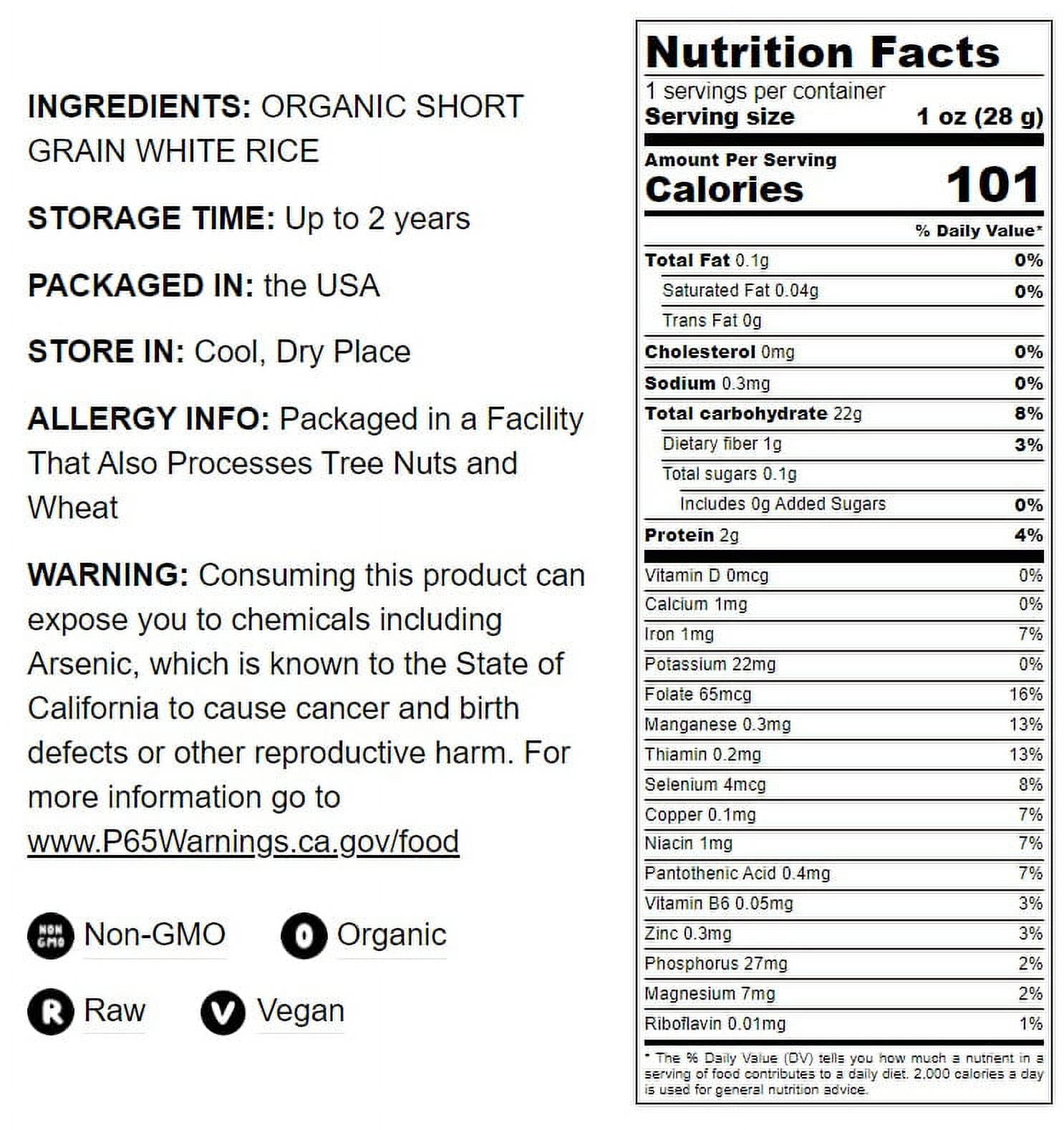 Organic Short Grain White Sushi Rice, 5 Pounds — Non-GMO, Kosher, Raw, Vegan — by Food to Live
