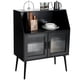 thumbnail image 1 of Costway Armario de Madera, Armario Independiente con Puertas de Vidrio Templado Corrugado, Tablero Amplio, Compartimiento Abierto, Aparador de Acento para Cocina, Comedor, Pasillo, Sala de Estar, 1 of 5
