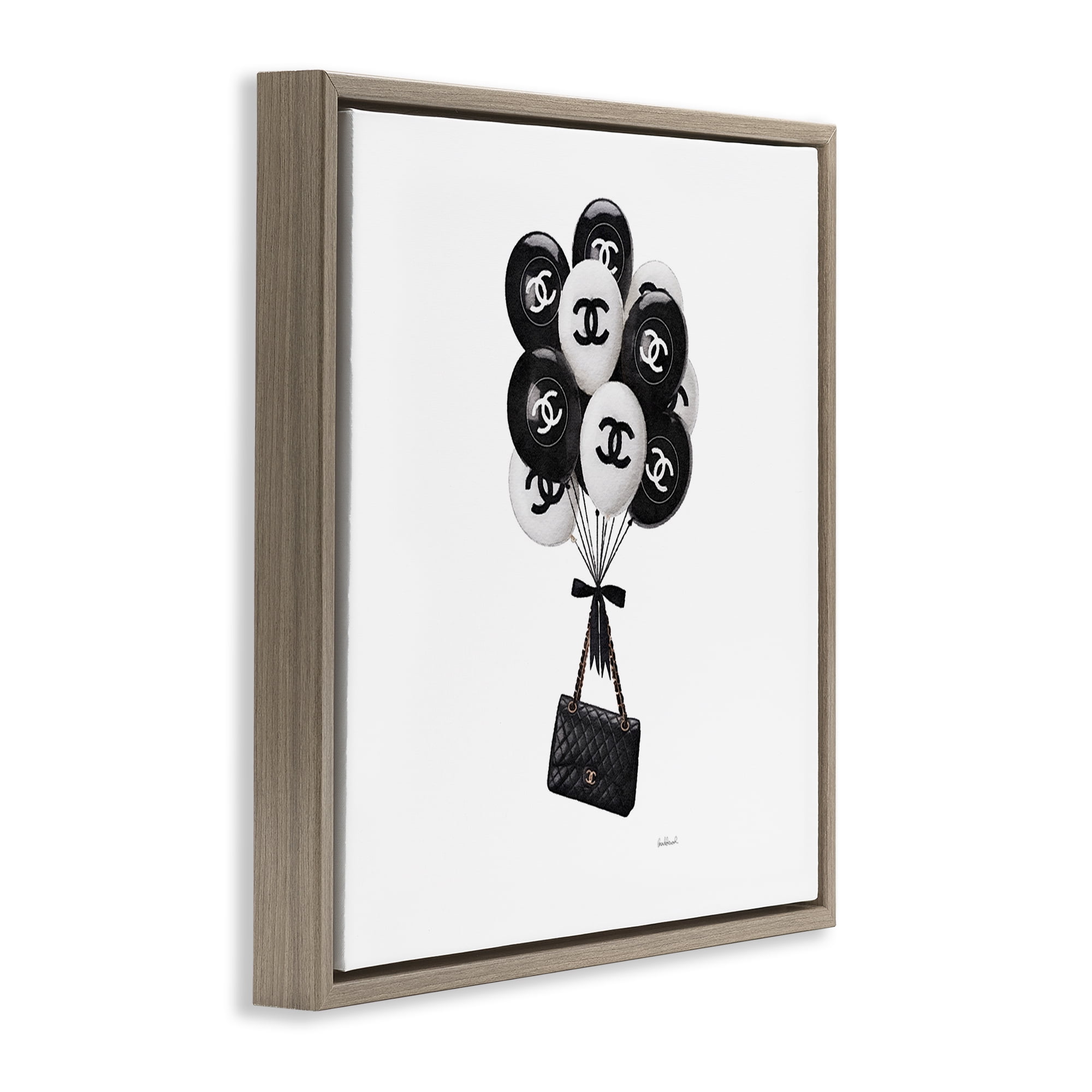 Stupell Industries Chic Balloons & Purse Brown Framed Floater Canvas Wall Art, design by Amanda Greenwood