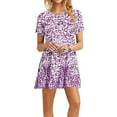 thumbnail image 2 of Lindreshi Summer Dresses for Women Clearance under 10.00 Fashion Women's Dresses Summer Casual Rounk Neck Short Sleeve Printing Dress, 2 of 7