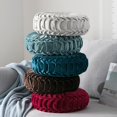 thumbnail image 4 of Velours Plissé Ronde Citrouille Canapé Coussin Coussin Canapé Chaise Voiture Coussin - Bleu Foncé, 4 of 9