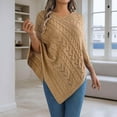 thumbnail image 2 of Arlun Poncho Knitted Cape Shawl Sweaters for Women Elegant Wrap V-Neck Cable Knit Hollow out Pullovers Loose Fit Comfortable Solid Color Sweater Tops Khaki S, 2 of 5