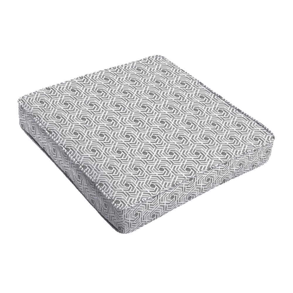 Grey and White Geometric Indoor/Outdoor Cushion, Corded