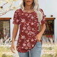 thumbnail image 1 of Lydiaunistar Hauts de Printemps pour Femmes Grande Taille Manches Courtes Col Rond Blouse en Polyester Imprimé T-Shirt, Léger Doux pour Usage Quotidien pour Femmes Rouge, 1 of 5