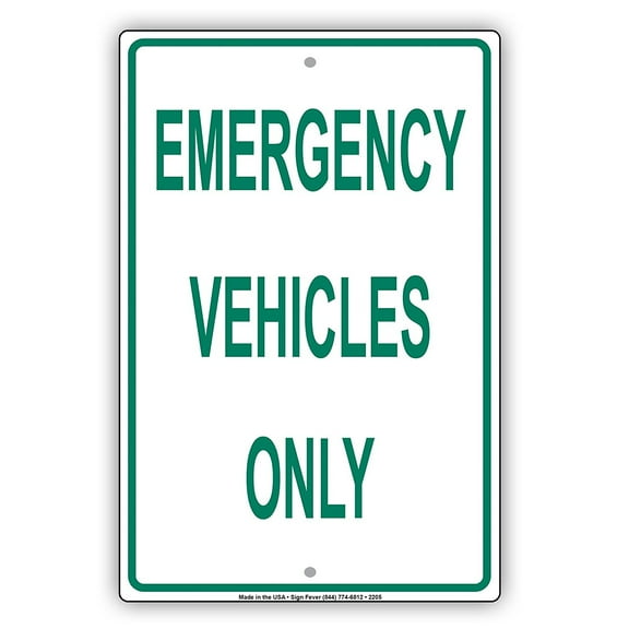 Emergency Vehicles Only Reserved Parking Spot Alert Caution Warning Notice Aluminum Metal Sign 8"x12" Plate