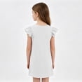 thumbnail image 5 of Grblisyd Girls Dress Summer Ruffle Sleeve Crew Neck Sundress Solid Color Casual Party Dresses for Kids 2-13 Years, 5 of 6