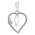 thumbnail image 4 of 10K White Gold Diamond Heart Pendant Dangling Initial V Cut Out Charm 0.10 Ct., 4 of 6
