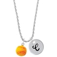 thumbnail image 1 of Delight Jewelry Resin 1/2" Softball Silvertone Script Initial Disc - C - Charm Necklace, 20"+3", 1 of 4