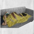 thumbnail image 5 of Feather Soft Flannel Fleece Throw Blanket, Composition of 3 Hipster Boho Style Fluff Exotic Animal Wings Print, Cozy Plush for Indoor and Outdoor Use, 50" x 70", Mustard and Multicolor, by Ambesonne, 5 of 5