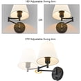 thumbnail image 6 of Swing Arm Wall Lamp Plug in Wall Mount Opaque Ivory Linen Shade 40W 2-Way Cord Covers(1 Light), 6 of 9