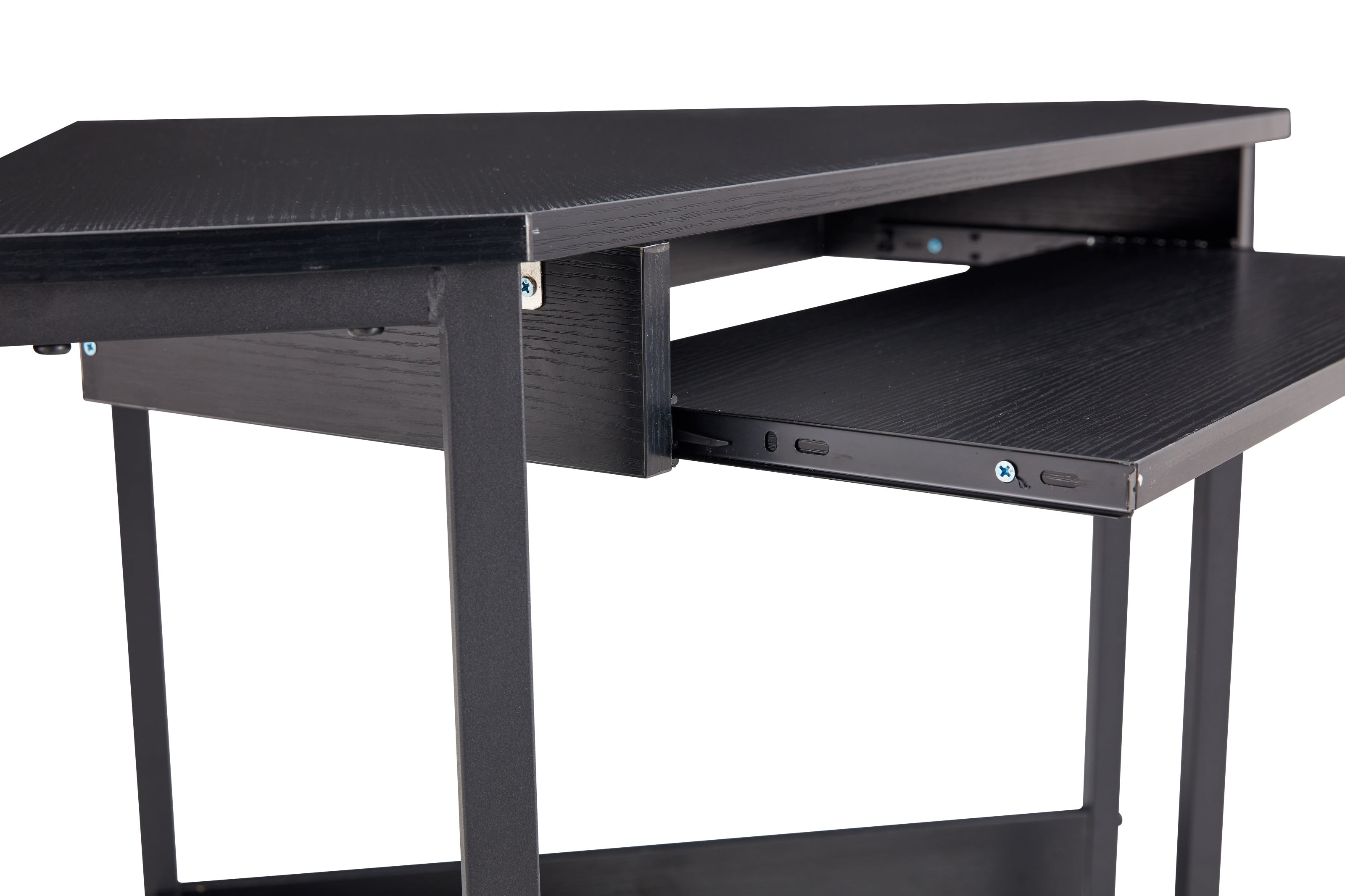 Lowestbest Rustic Computer Corner Desk, Triangle Working Table with Smooth Keyboard Tray, Black Lowestbest Rustic Computer Corner Desk, Triangle Working Table with Smooth Keyboard Tray, Black