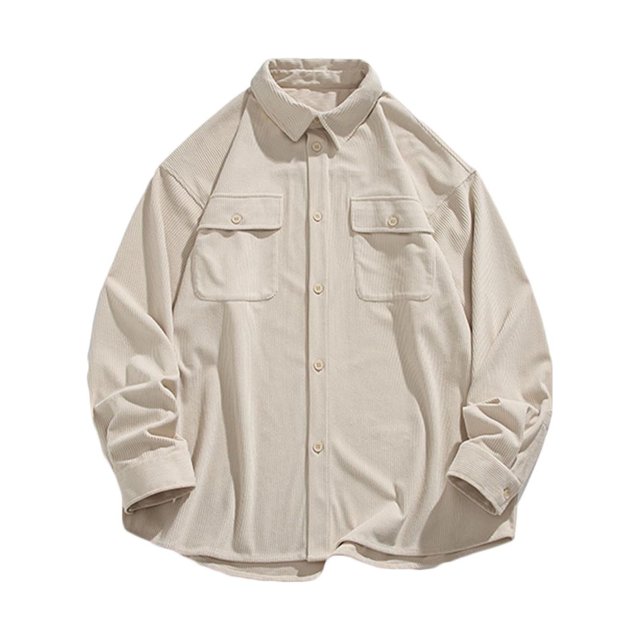 Snorda Chemise Blouse Homme Décontractée Mode Col Rabattu à Boutons Manches Longues