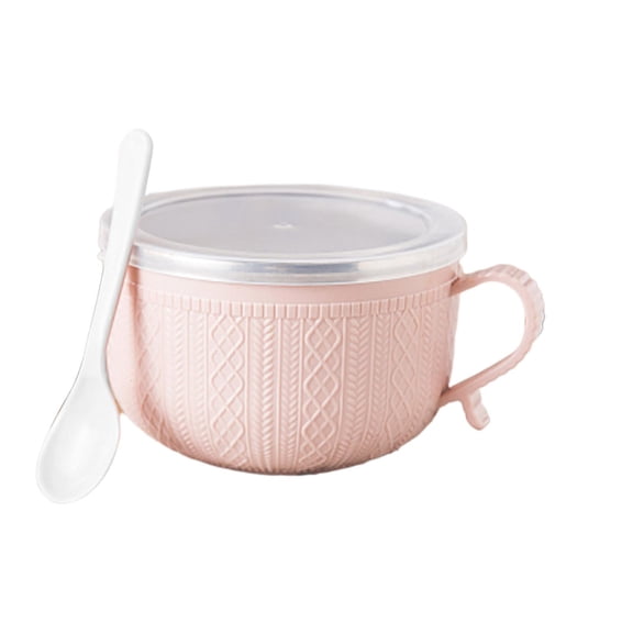 lanema Bowls Soup Bowls Stainless Steel with Handle Spoon Transparent Lid Soup Bowls Foods Insulated Containers