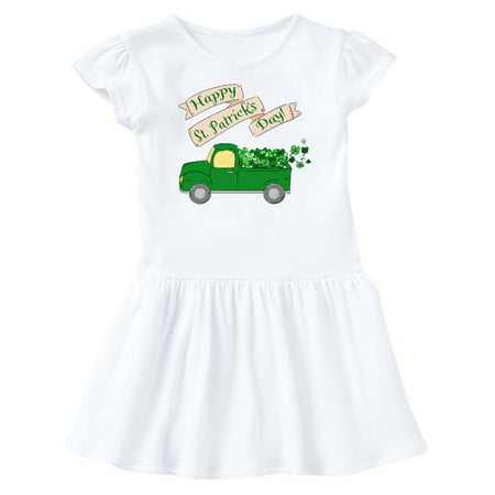 

Inktastic Happy St. Patrick s Day Green Truck with Clovers Gift Baby Girl Dress