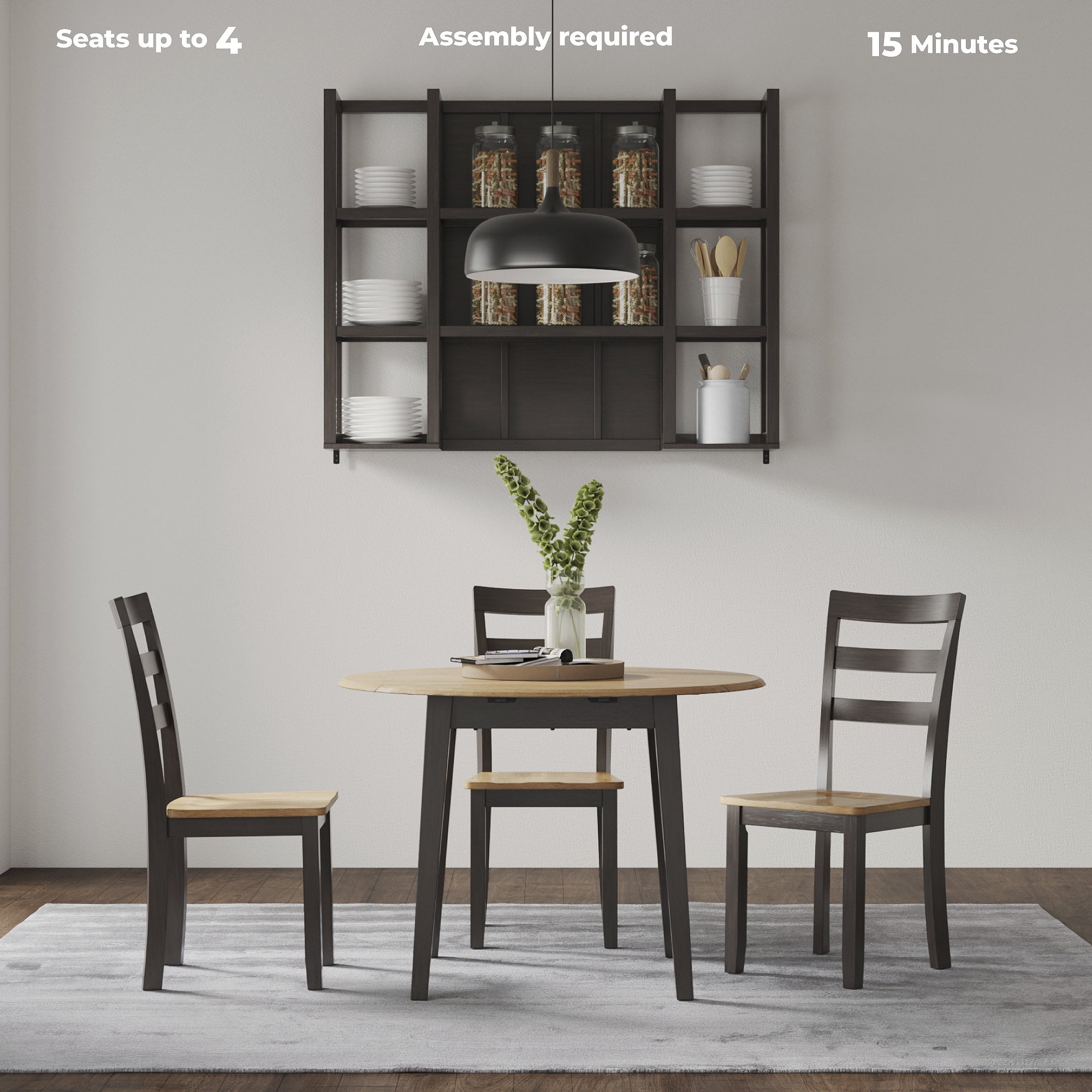 Signature Design by Ashley Gesthaven Round Dining Drop Leaf Table, Natural/Brown