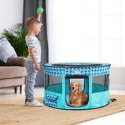 BENTISM Foldable Pet Playpen 44 x 44 x 24 in Portable Dog Playpen Crate for Cat