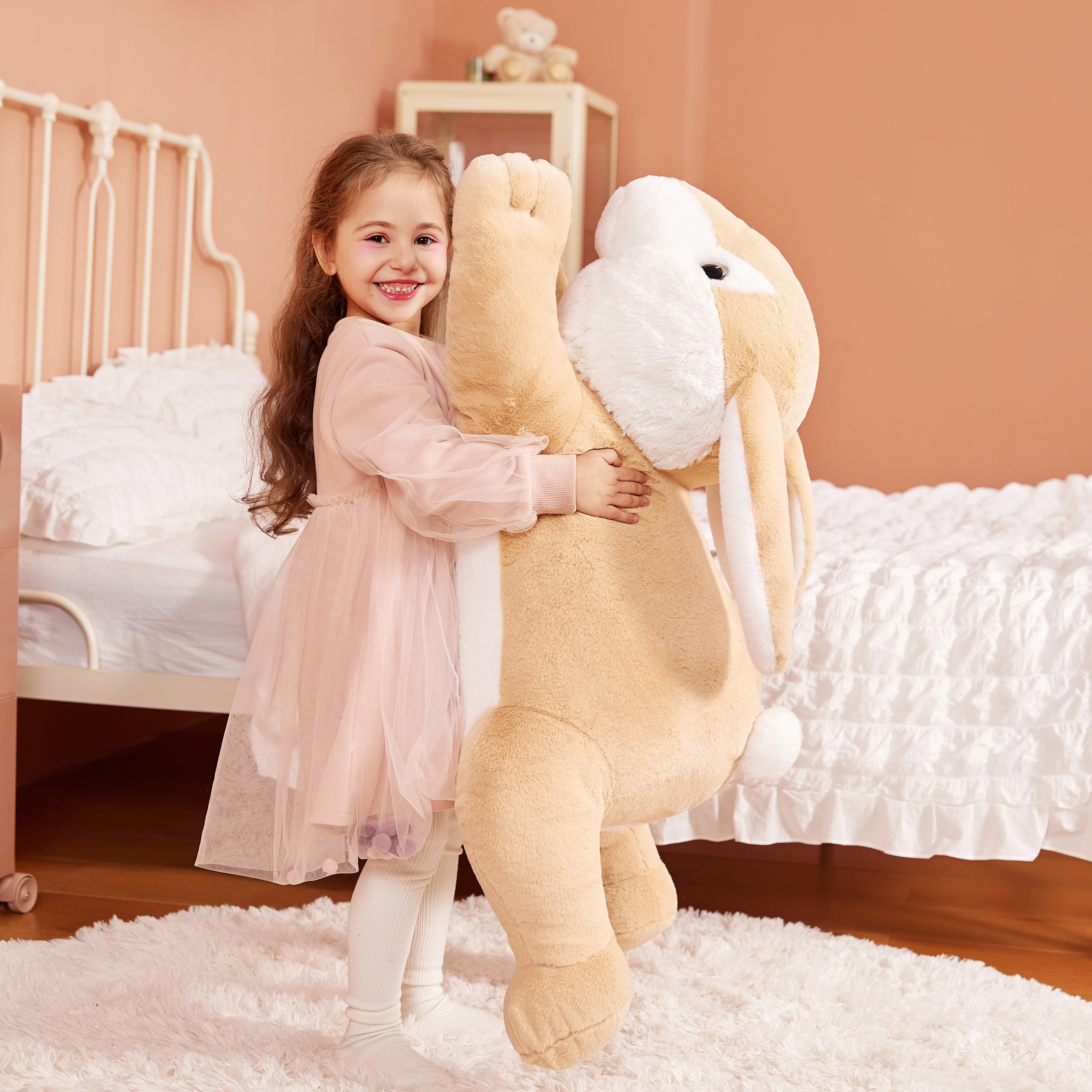 IKASA Giant Rabbit Stuffed Animal Plush Toy,Large Jumbo Bunny 30" Brown Huge Cute Soft Toys,Big Size Fluffy Plushy Fat Oversized Plushie,Gifts for Kids Girls Boys Girlfriend Children