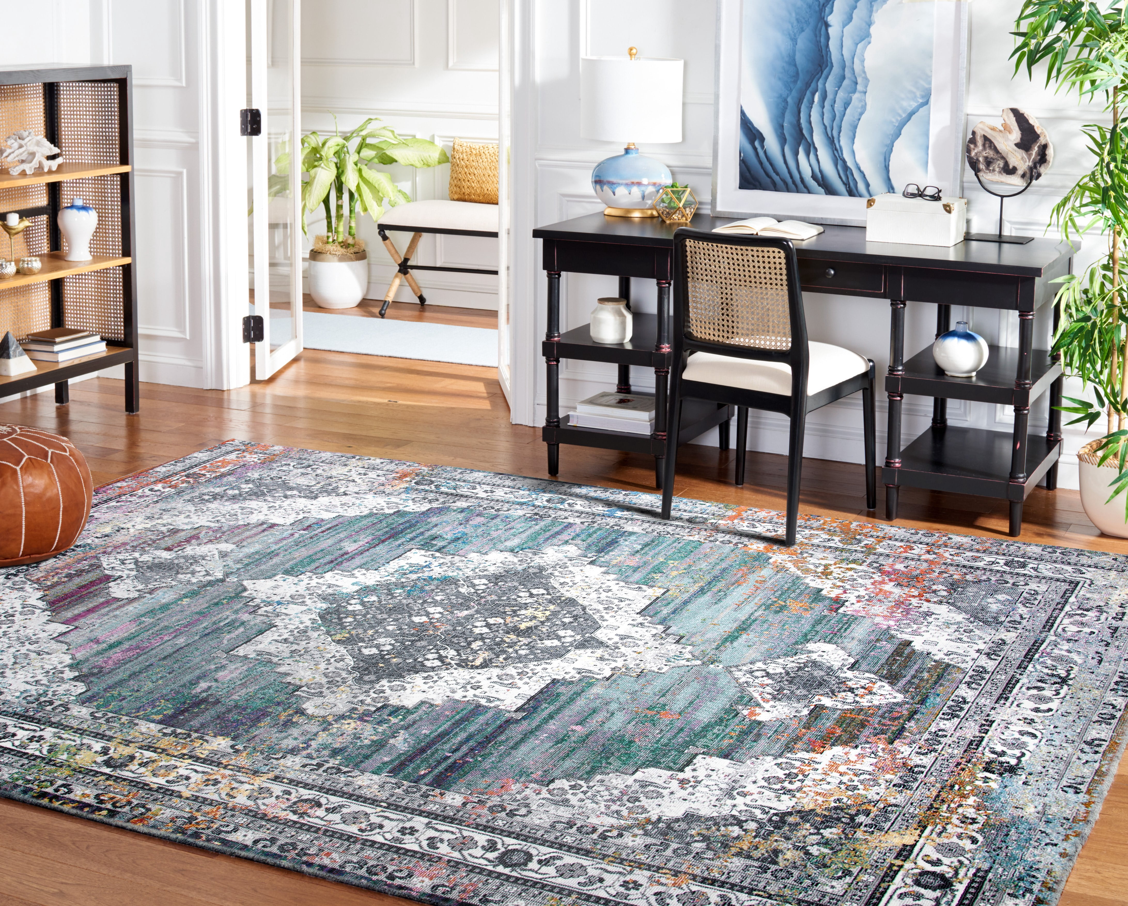 Safavieh  Aria Eilish Vintage Rug 6'5" x 6'5" Square 6' Square Indoor Living Room, Bedroom, Dining Room Square