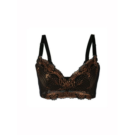 - Unique Bargains Women's Scalloped Floral Lace Front Thin Cup Push Up Wireless Bra