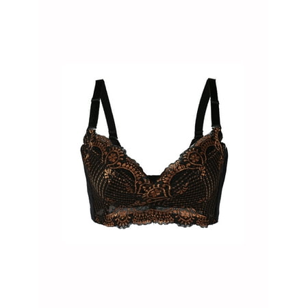 Unique Bargains Women's Scalloped Floral Lace Front Thin Cup Push Up 